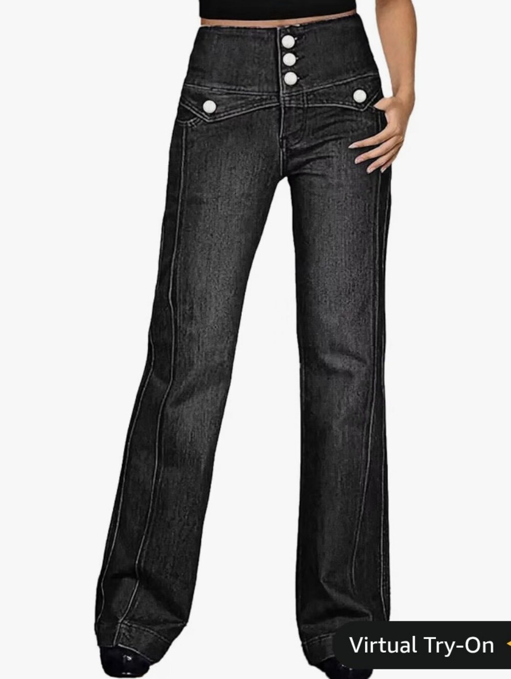 Flamingals Straight Leg High Waist Button Fly Butt Lifting Jeans NWT Large